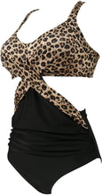Load image into Gallery viewer, Front Cross Leopard One Piece Cutout Monokini Swimsuit