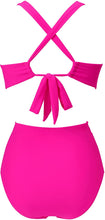Load image into Gallery viewer, Front Cross Hot Pink One Piece Cutout Monokini Swimsuit