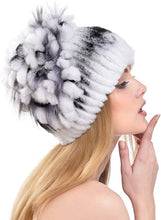 Load image into Gallery viewer, Winter Fashion White Rabbit Fur Knitted Hat