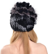 Load image into Gallery viewer, Winter Fashion Black Rabbit Fur Knitted Hat