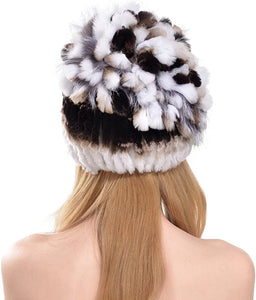 Winter Fashion Beige Rabbit Fur Knitted Hat