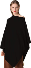 Load image into Gallery viewer, Luxury Black Knit Winter Pure Cashmere Poncho Sweater Wraps Shawl