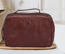 Load image into Gallery viewer, Brown Travel Pouch Organiser With Waterproof Lining Double Compartment