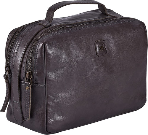 Grey Travel Pouch Organiser With Waterproof Lining Double Compartment
