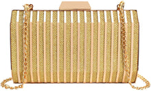 Load image into Gallery viewer, Lattice Pattern Gold Metal Chain Handbag Evening Clutch Purse