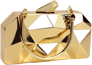 Luxe Gold Metal Chain Handbag Evening Clutch Purse