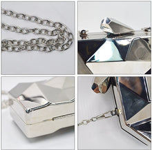 Load image into Gallery viewer, Lattice Pattern Silver  Metal Chain Handbag Evening Clutch Purse