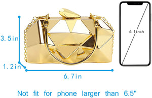 Luxe Gold Metal Chain Handbag Evening Clutch Purse
