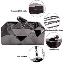 Load image into Gallery viewer, Lattice Pattern Black Metal Chain Handbag Evening Clutch Purse