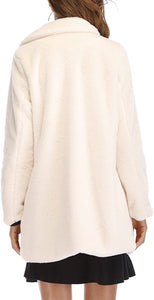 White Winter Warm Faux Fur Long Sleeve Coat