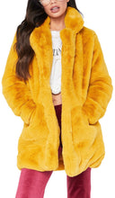 Load image into Gallery viewer, Yellow Gold Winter Warm Faux Fur Long Sleeve Coat
