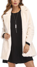 Load image into Gallery viewer, Winter Black Long Sleeve Faux Fur Coat