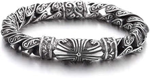 Load image into Gallery viewer, Gods Works Silver Men&#39;s Steel Cross Charm Vintage  Chain Bracelet