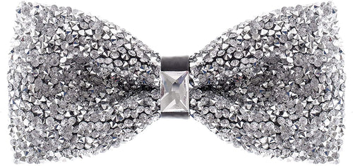 Men's Silver Pre-tied Formal Sequin Bowties