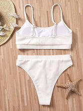 Load image into Gallery viewer, White Ribbed High Waisted Two Piece Bikini Set