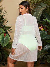 Load image into Gallery viewer, Button Down White Sheer Mesh Swimsuit Cover Up