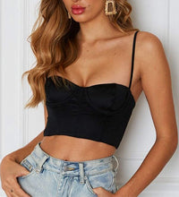 Load image into Gallery viewer, Soft Babe Black Adjustable Straps Corset Crop Top