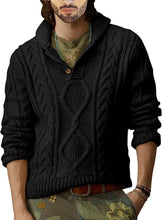 Load image into Gallery viewer, Black Shawl Collar Chunky Knitted Slim Fit Sweater
