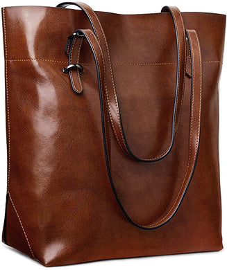 Genuine Leather Dark Brown Vintage Tote Shoulder Bag