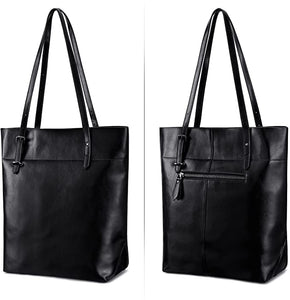 Genuine Leather Black Vintage Tote Shoulder Bag
