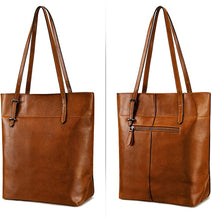 Load image into Gallery viewer, Genuine Leather Brown Vintage Tote Shoulder Bag