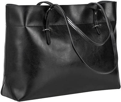 Tote Shoulder Bag Black Vintage Genuine Leather Handbag