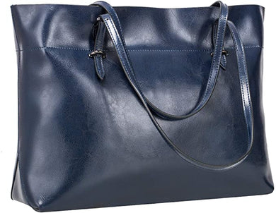 Tote Shoulder Bag  Dark Blue Vintage Genuine Leather Handbag