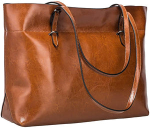 Tote Shoulder Bag Dark Brown Vintage Genuine Leather Handbag