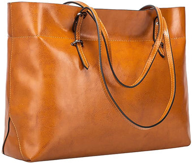 Tote Shoulder Bag Light Brown Vintage Genuine Leather Handbag