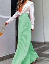 Load image into Gallery viewer, High Fashion Lime Green Pleated Wide Leg Pants