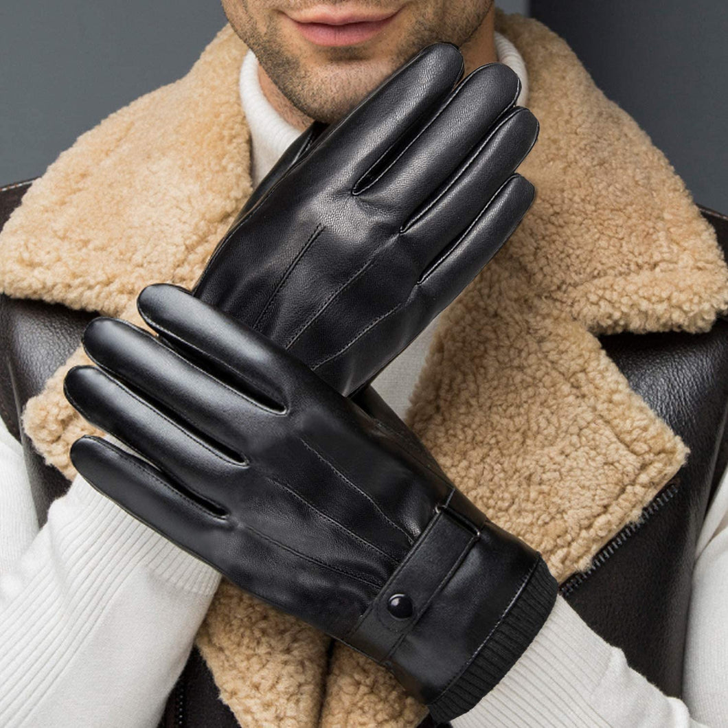 Genuin Black Leather Warm Waterproof Gloves