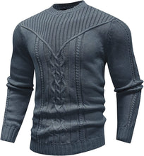 Load image into Gallery viewer, Deep Gray Crewneck Long Sleeve Knitted Sweater