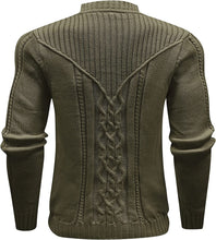 Load image into Gallery viewer, Men&#39;s Army Green Textured Long Sleeve Knitted Sweater