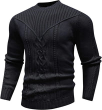 Load image into Gallery viewer, Black Crewneck Long Sleeve Knitted Sweater