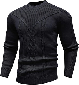 Black Crewneck Long Sleeve Knitted Sweater