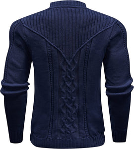 Blue Crewneck Long Sleeve Knitted Sweater