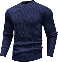 Load image into Gallery viewer, Blue Crewneck Long Sleeve Knitted Sweater