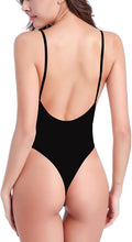 Load image into Gallery viewer, Women&#39;s High Cut One Piece Backless Brazilian Black Swimsuit