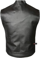 Load image into Gallery viewer, Men&#39;s Black Leather Sleeveless Motorcycle Biker Vest