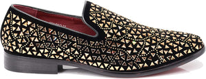 Classic Sparkling Gold Rhinestone Men's Suede Dress Shoes