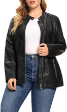 Load image into Gallery viewer, Faux Leather Black Fashion Quilted Moto Biker Plus Size Jacket