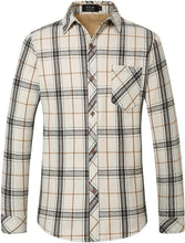Load image into Gallery viewer, Fleece Lined White Long Sleeve Button Down Flannel Plaid Shirts