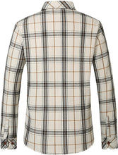 Load image into Gallery viewer, Fleece Lined White Long Sleeve Button Down Flannel Plaid Shirts