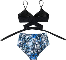 Load image into Gallery viewer, Wrap Black Bikini Set Push Up High Waisted Two  Piece Swimsuits