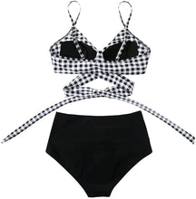 Load image into Gallery viewer, Wrap Black Bikini Set Push Up High Waisted Two  Piece Swimsuits