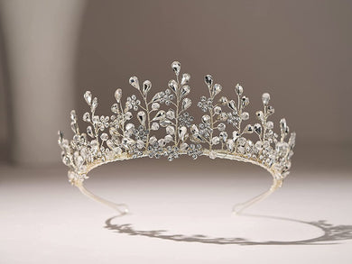 Crystal Silver Headband Rhinestone Tiara for Women Bridal, Prom, Birthday Hair Accessories