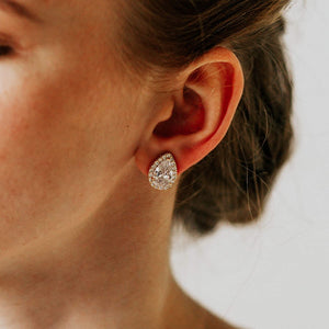 Zirconia Stud Gold Teardrop Earrings