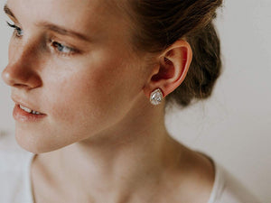 Zirconia Stud Rose Gold Teardrop Earrings