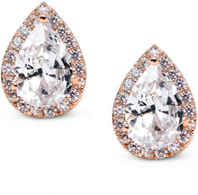 Load image into Gallery viewer, Zirconia Stud Silver Teardrop Earrings