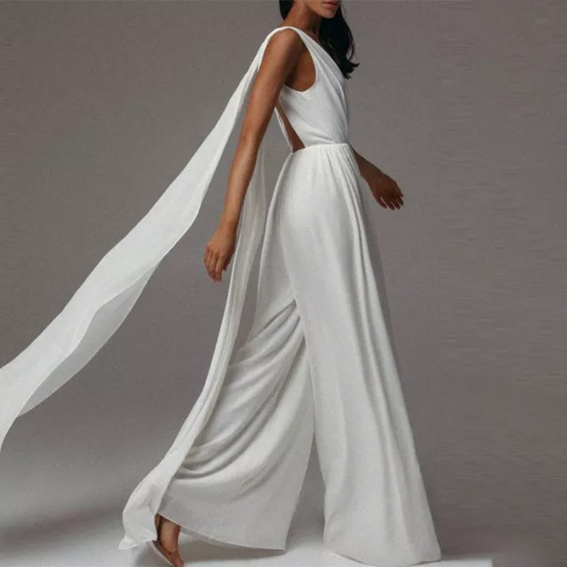 Lost In Cannes White Wide Leg Sleeveless Jumpsuit